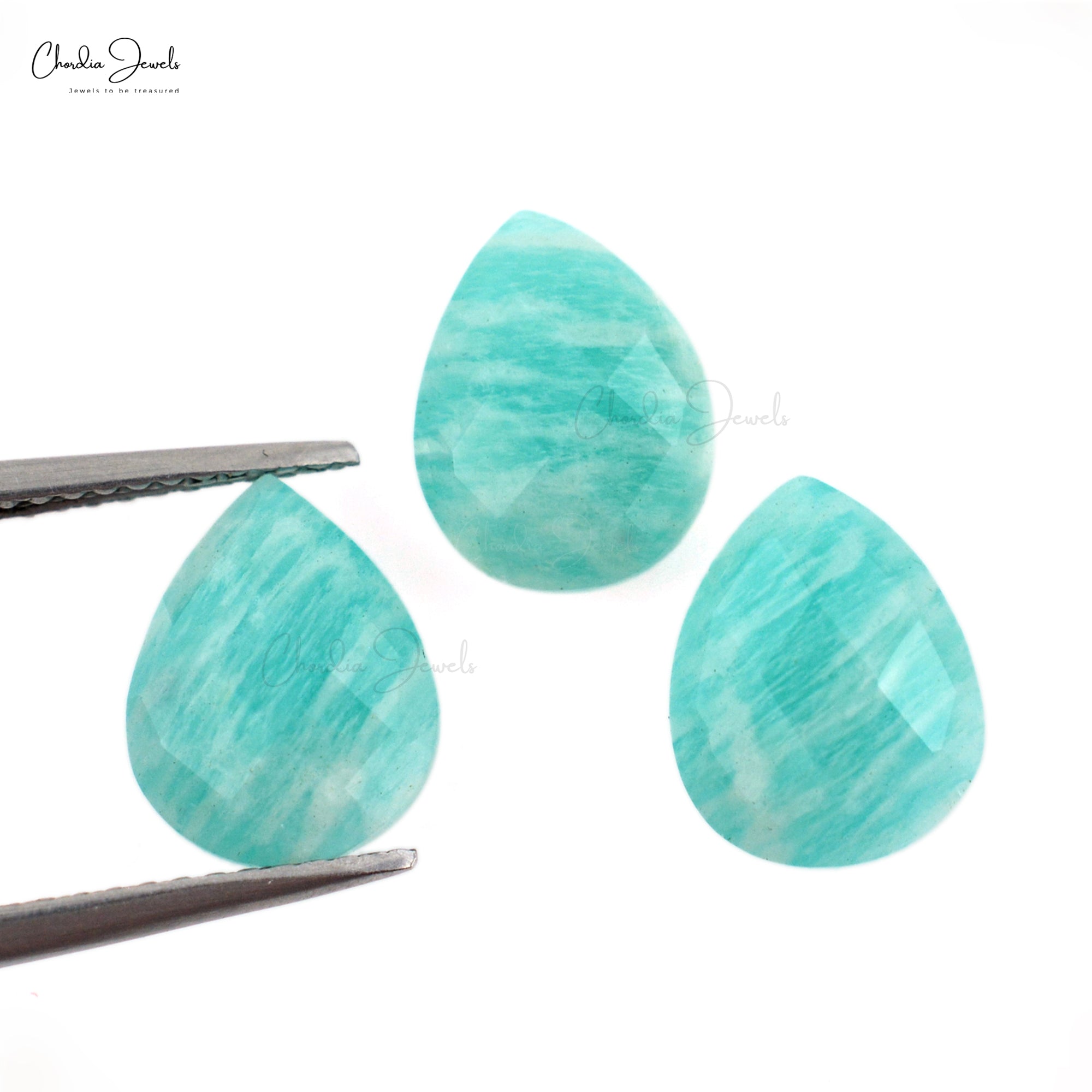 Pear Briolette 10x8mm Amazonite Gemstone Faceted Loose Stone for Pendant, 1 Piece