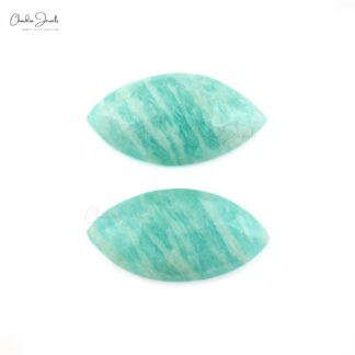 Semi Precious Amazonite Marquise 12x6mm Loose Rose Cut Faceted Stone Pair, 2 Piece