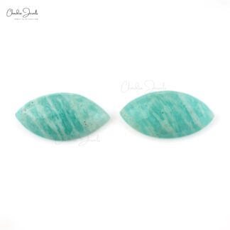 Semi Precious Amazonite Marquise 12x6mm Loose Rose Cut Faceted Stone Pair, 2 Piece