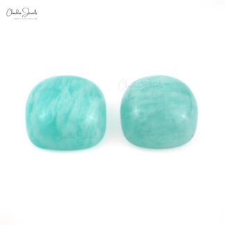 Natural Square Cabochon 4.24 Carat Amazonite Loose Gemstone For Jewelry, 2 Piece