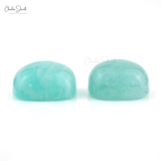 Natural Square Cabochon 4.24 Carat Amazonite Loose Gemstone For Jewelry, 2 Piece