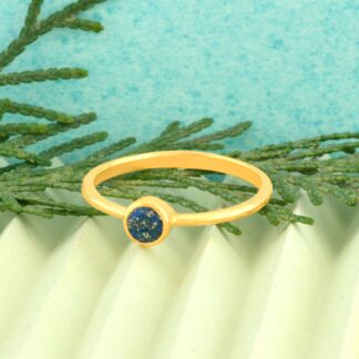 Bezel Set 925 Sterling Silver Ring With 0.2 Ct Lapis Lazuli Minimalist Wedding Rings