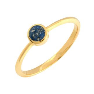 Bezel Set 925 Sterling Silver Ring With 0.2 Ct Lapis Lazuli Minimalist Wedding Rings