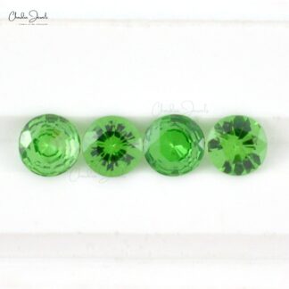 Semi Precious TSavorite AAA Quality 4x4mm Round Cut Loose Stone For Sale, 4 Piece
