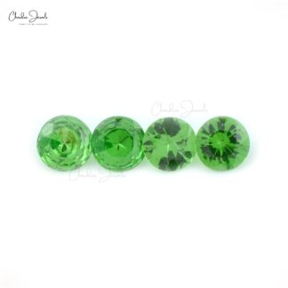 Semi Precious TSavorite AAA Quality 4x4mm Round Cut Loose Stone For Sale, 4 Piece