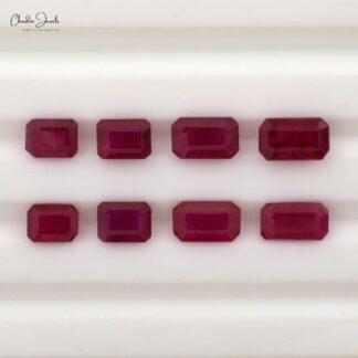 Wholesale Lot Natural Octagon Cut Ruby 4x3mm – 7x5mm Gemstone For Jewelry Making, 1 Piece