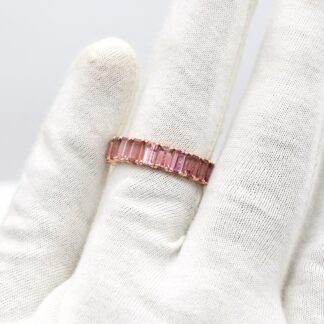 Octagon Stackable Ring In 5x3mm Pink Tourmaline 14k Rose Gold Eternity Ring Size US9