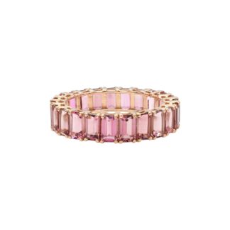 Octagon Stackable Ring In 5x3mm Pink Tourmaline 14k Rose Gold Eternity Ring Size US9