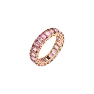 Octagon Stackable Ring In 5x3mm Pink Tourmaline 14k Rose Gold Eternity Ring Size US9