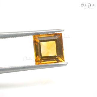 Natural Gemstone 7mm Citrine Square Cut Loose Stone for Handmade Jewelry
