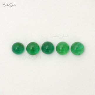 Natural Round Cabochon 1.68 Carat Emerald Loose Gemstone For Jewelry, 5 Piece