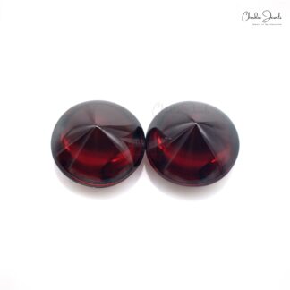 Natural Loose Gemstone Red Garnet 10mm Round Sugarloaf Stone for Jewelry, 2 Piece