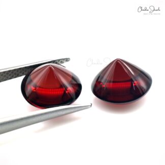 Natural Loose Gemstone Red Garnet 10mm Round Sugarloaf Stone for Jewelry, 2 Piece