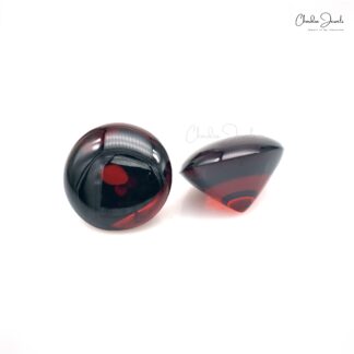 Natural Loose Gemstone Red Garnet 10mm Round Sugarloaf Stone for Jewelry, 2 Piece