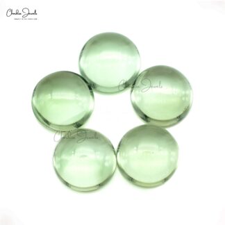 Natural Green Amethyst 10mm Loose Cabochon Lot For Jewelry Making, 5 Piece