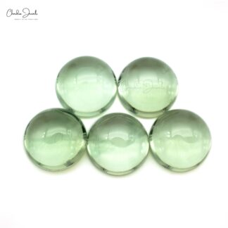 Natural Green Amethyst 10mm Loose Cabochon Lot For Jewelry Making, 5 Piece