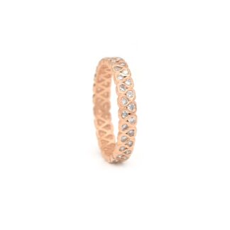 Full Eternity Stackable Ring In 14k Rose Gold Diamond 0.79 Ct Round Cut Certified Band