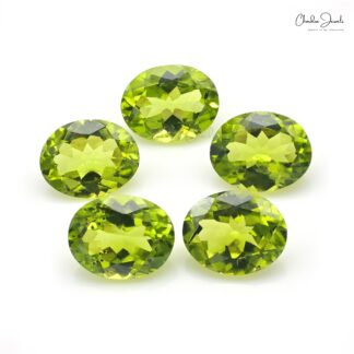 AAA Peridot 10x8mm Oval Cut Loose Gemstones Lot For Jewelry Making, 5 Piece