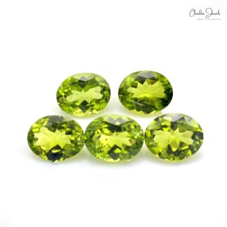 AAA Peridot 10x8mm Oval Cut Loose Gemstones Lot For Jewelry Making, 5 Piece
