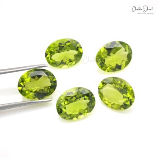 AAA Peridot 10x8mm Oval Cut Loose Gemstones Lot For Jewelry Making, 5 Piece