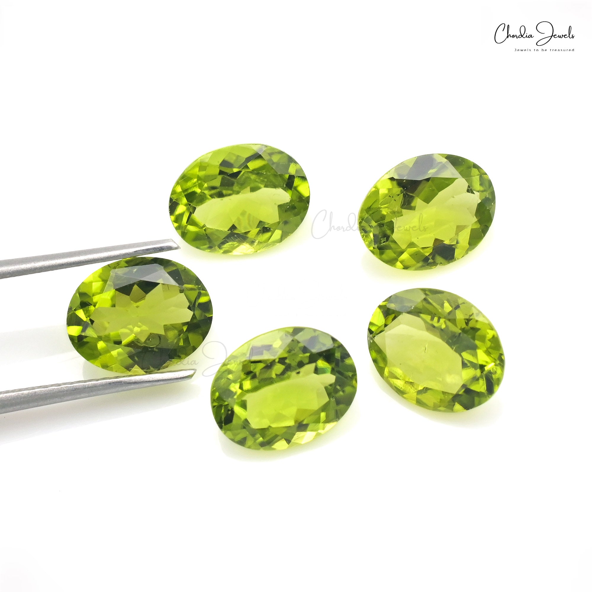 AAA Peridot 10x8mm Oval Cut Loose Gemstones Lot For Jewelry Making, 5 Piece
