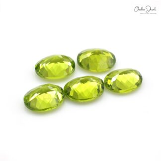 AAA Peridot 10x8mm Oval Cut Loose Gemstones Lot For Jewelry Making, 5 Piece