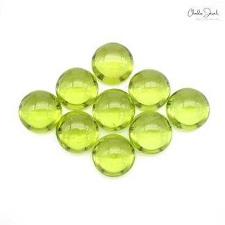 Natural Peridot Semi Precious 7mm Round Cabochon Stones Lot At Discounted Price, 9 Piece