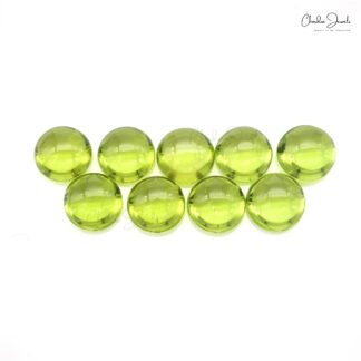 Natural Peridot Semi Precious 7mm Round Cabochon Stones Lot At Discounted Price, 9 Piece