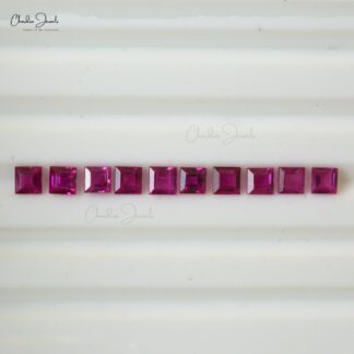 Precious Stones Burma Ruby 3mm Square Cut Gemstone for Gold Silver Jewelry Making, 10 pIece