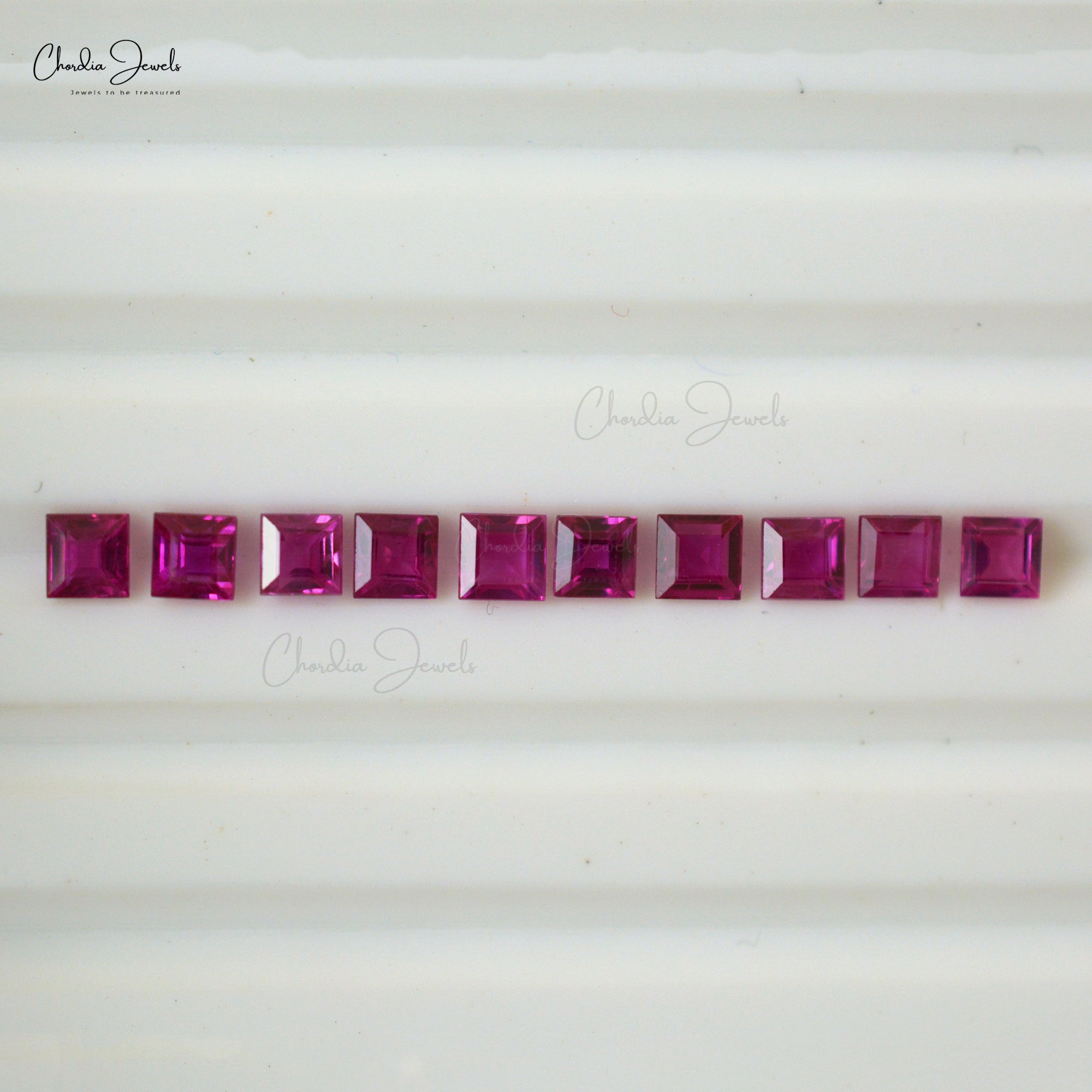 Precious Stones Burma Ruby 3mm Square Cut Gemstone for Gold Silver Jewelry Making, 10 pIece